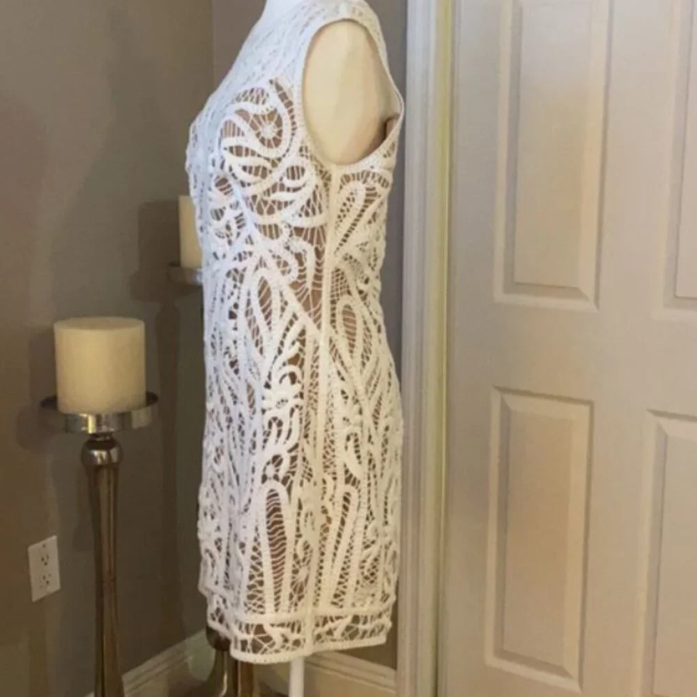 Tadashi Shoji NWT Illusion Crochet Lined Dress - Picture 4 of 16